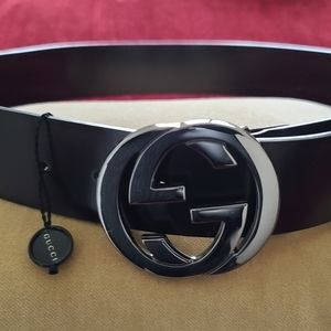 Gucci Ladies Very Dark Brown Leather Belt with Silver Buckle